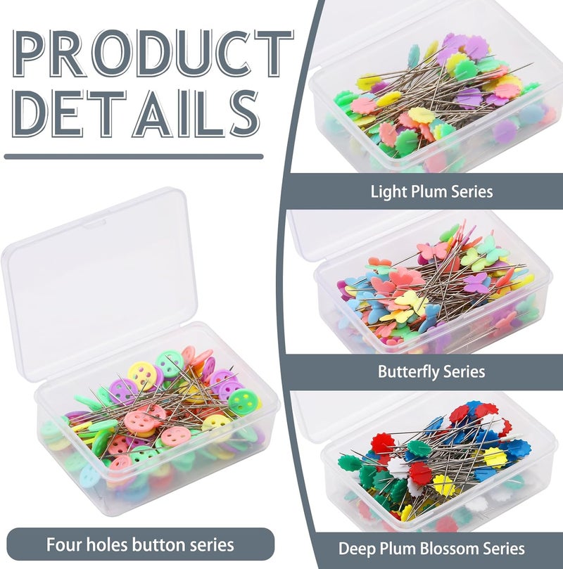 FTEVEN 400Pcs Flat Head Straight Pins Kits, Sewing Flat Head Pins Set, Colored Head Sewing Pins Quilting Pins with Storage Box for DIY Handicraft Marking and Positioning in Sewing - Image 2